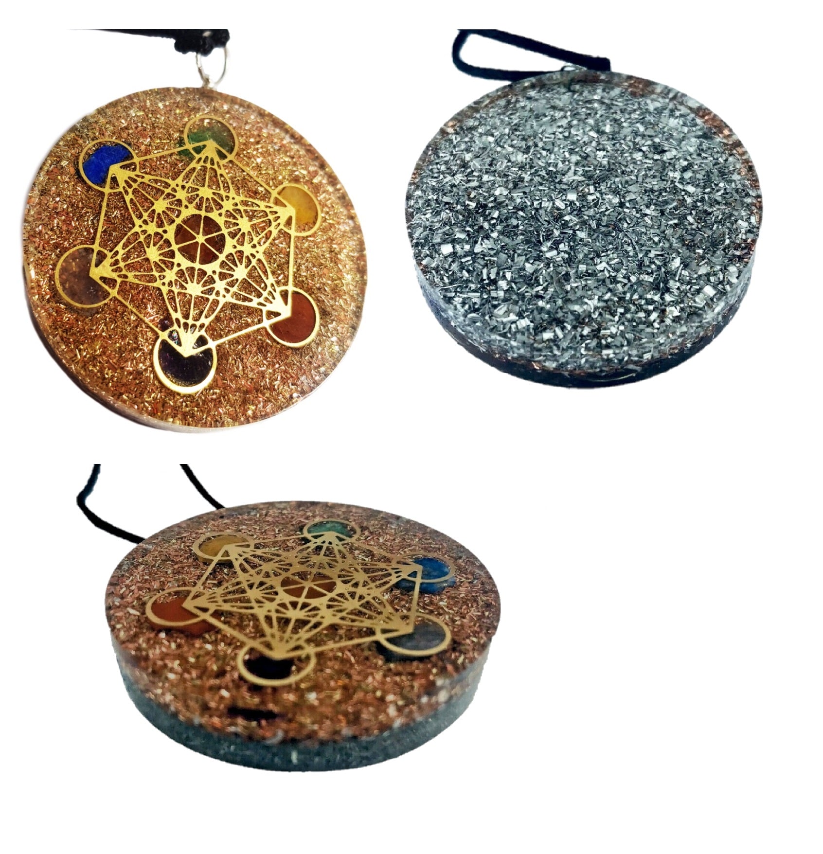Metatron Cube Sacred Geometry Pendant Aluminium Backside