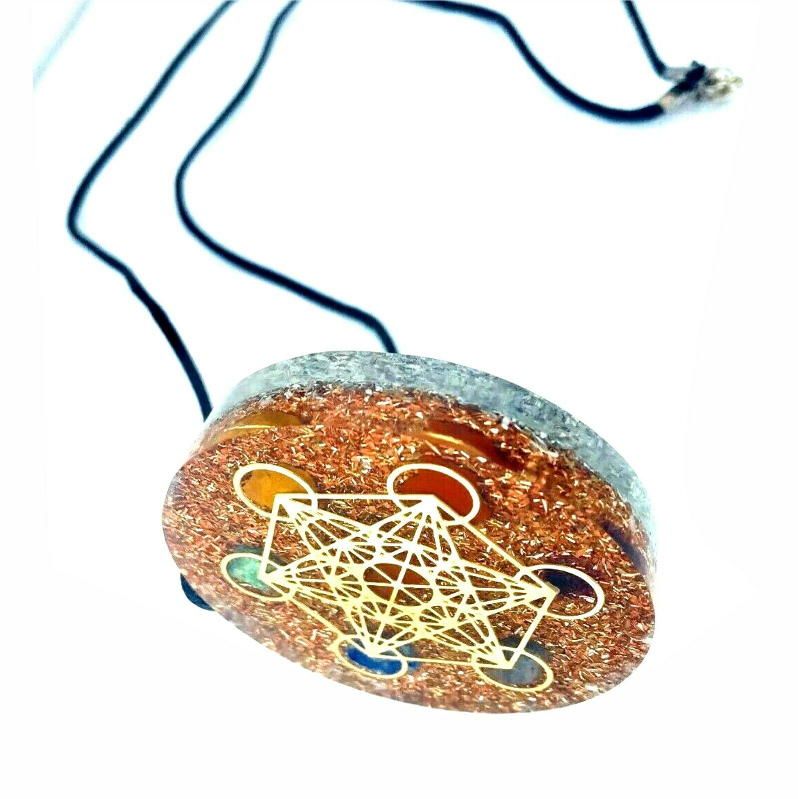Metatron Cube Sacred Geometry Pendant Aluminium Backside