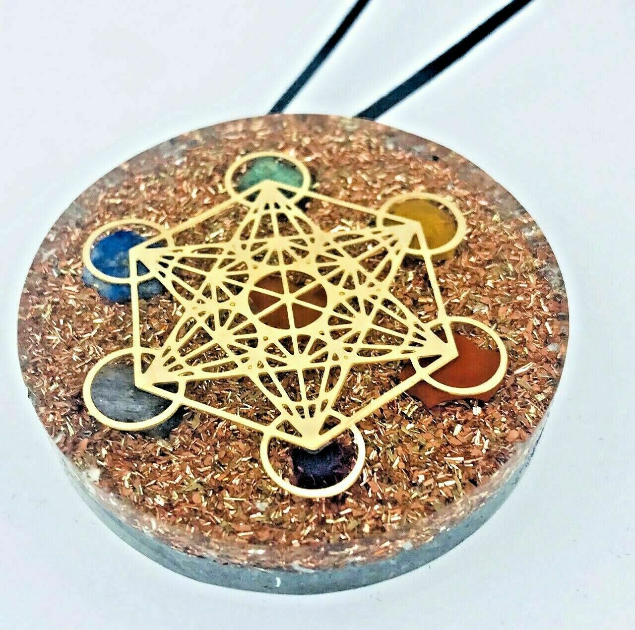 Metatron Cube Sacred Geometry Pendant Aluminium Backside