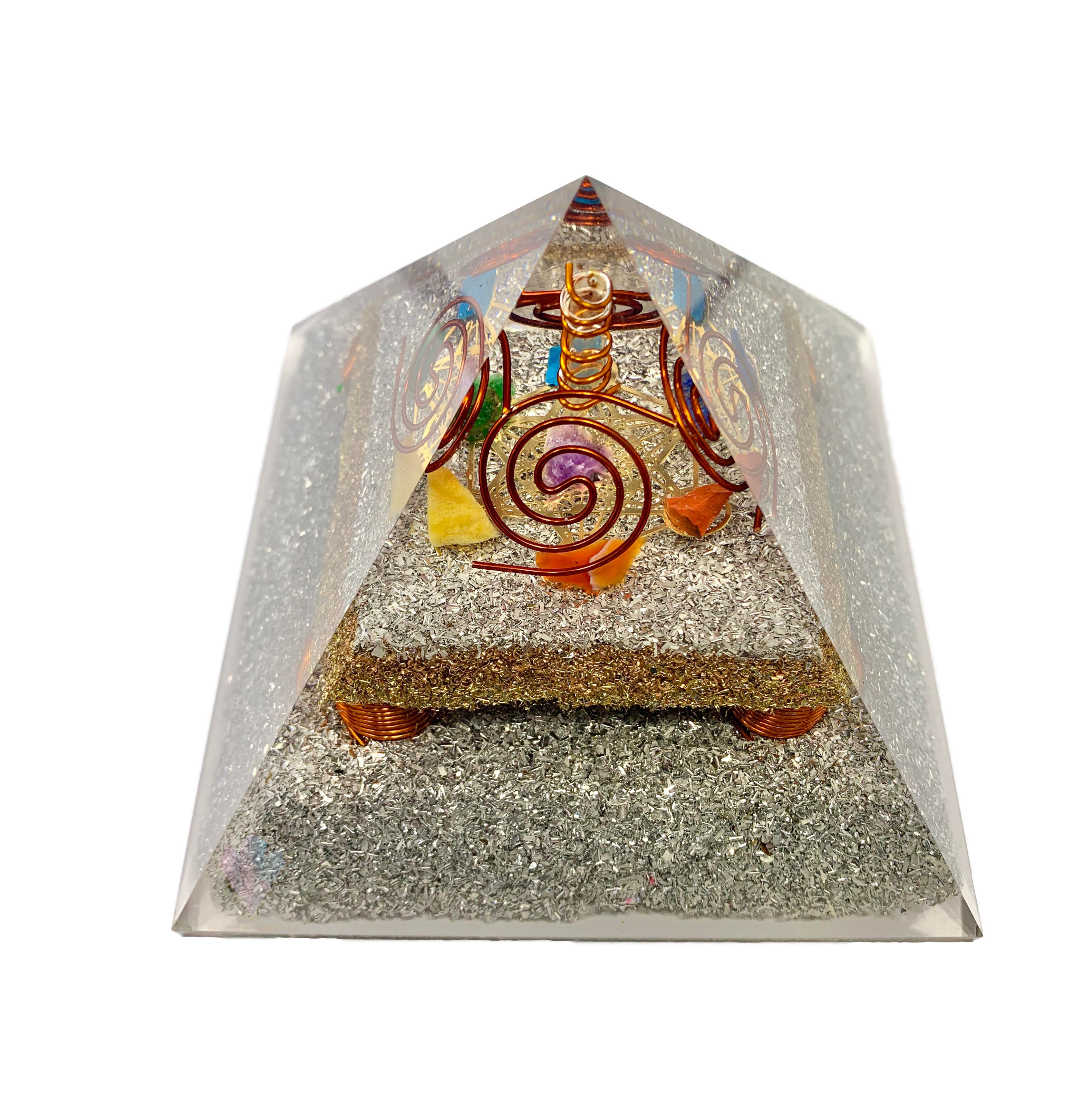 Metraton Chakra Grid Clear Quartz Point Generator Orgonite Pyramid