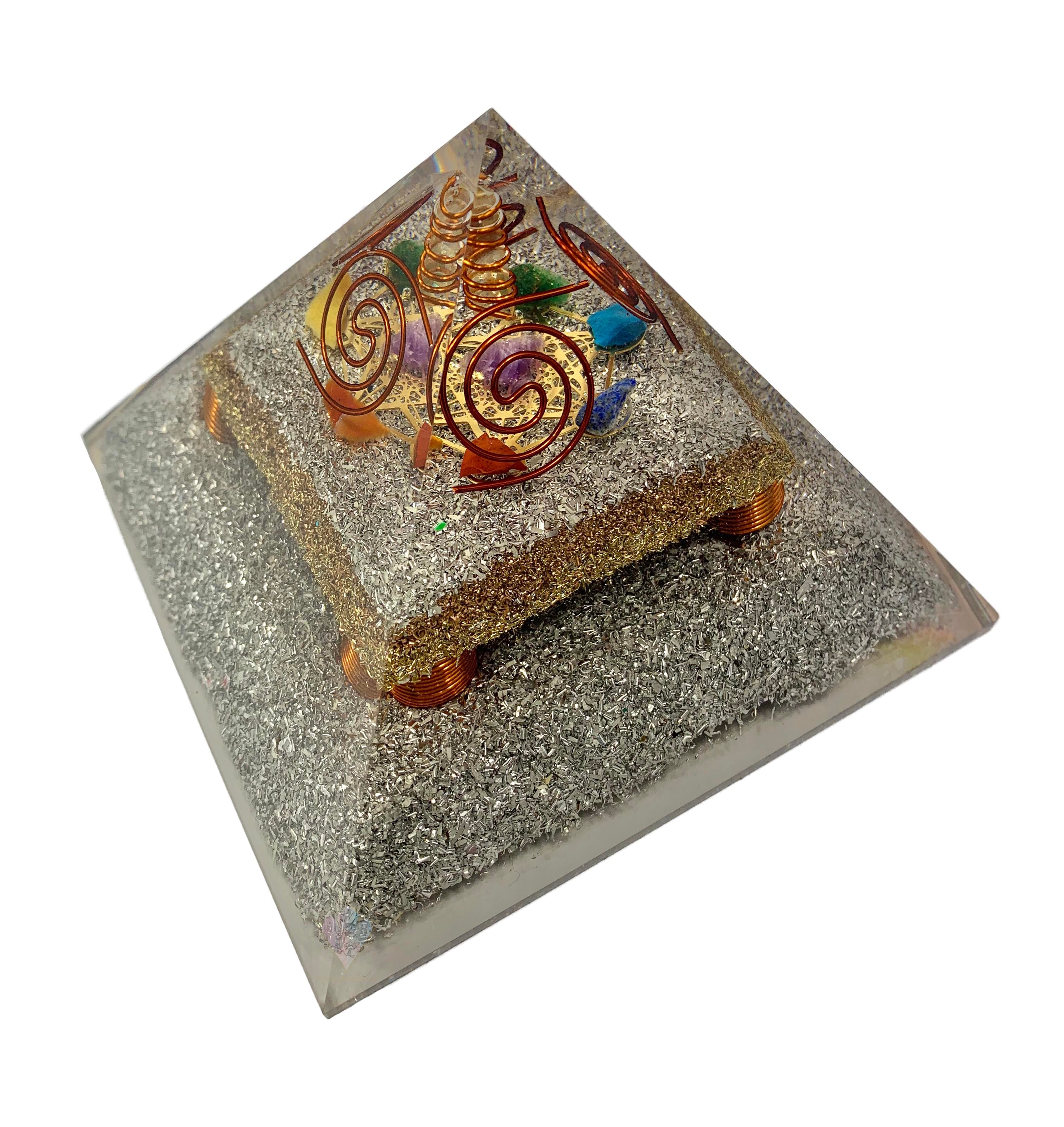 Metraton Chakra Grid Clear Quartz Point Generator Orgonite Pyramid
