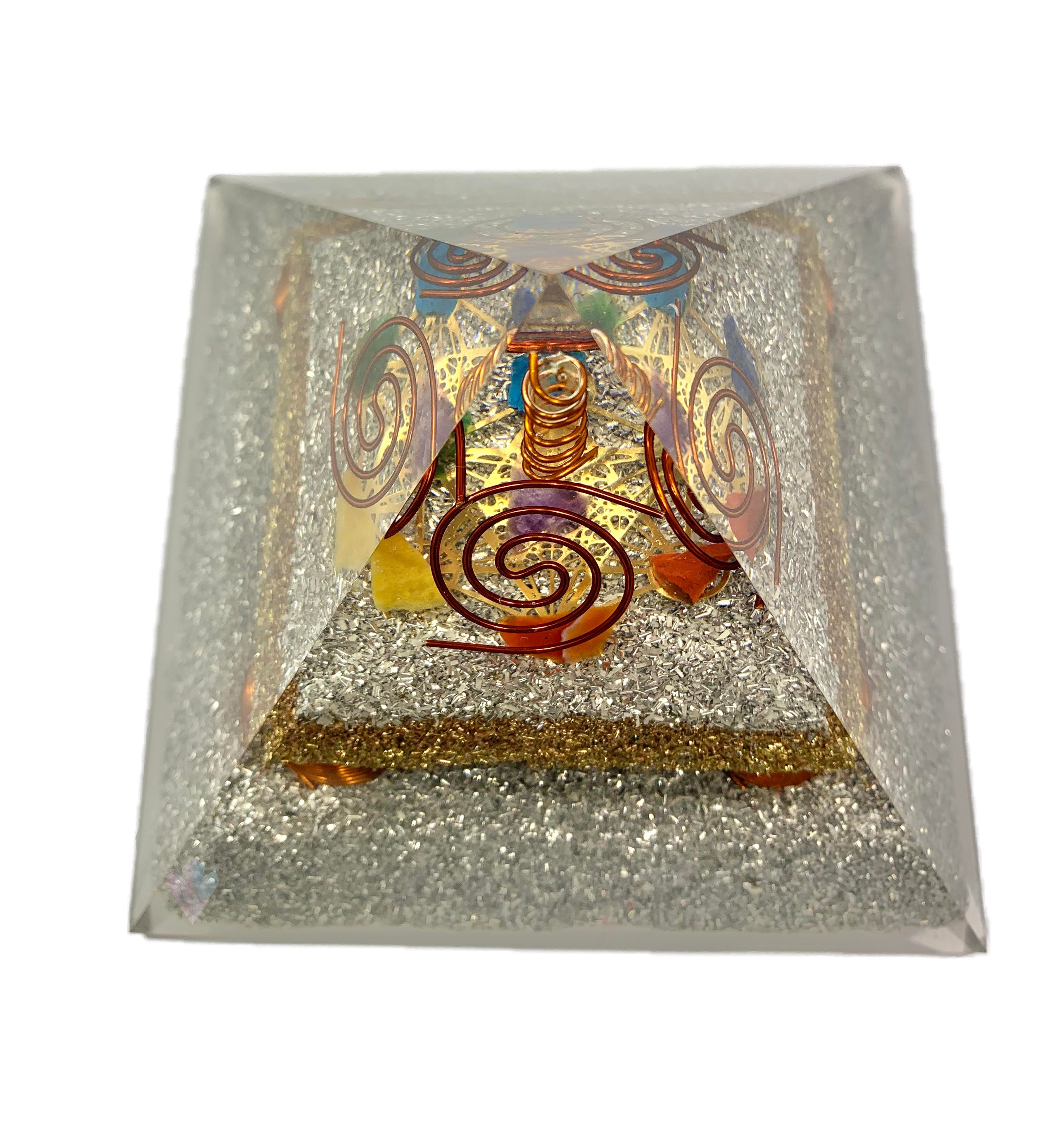 Metraton Chakra Grid Clear Quartz Point Generator Orgonite Pyramid