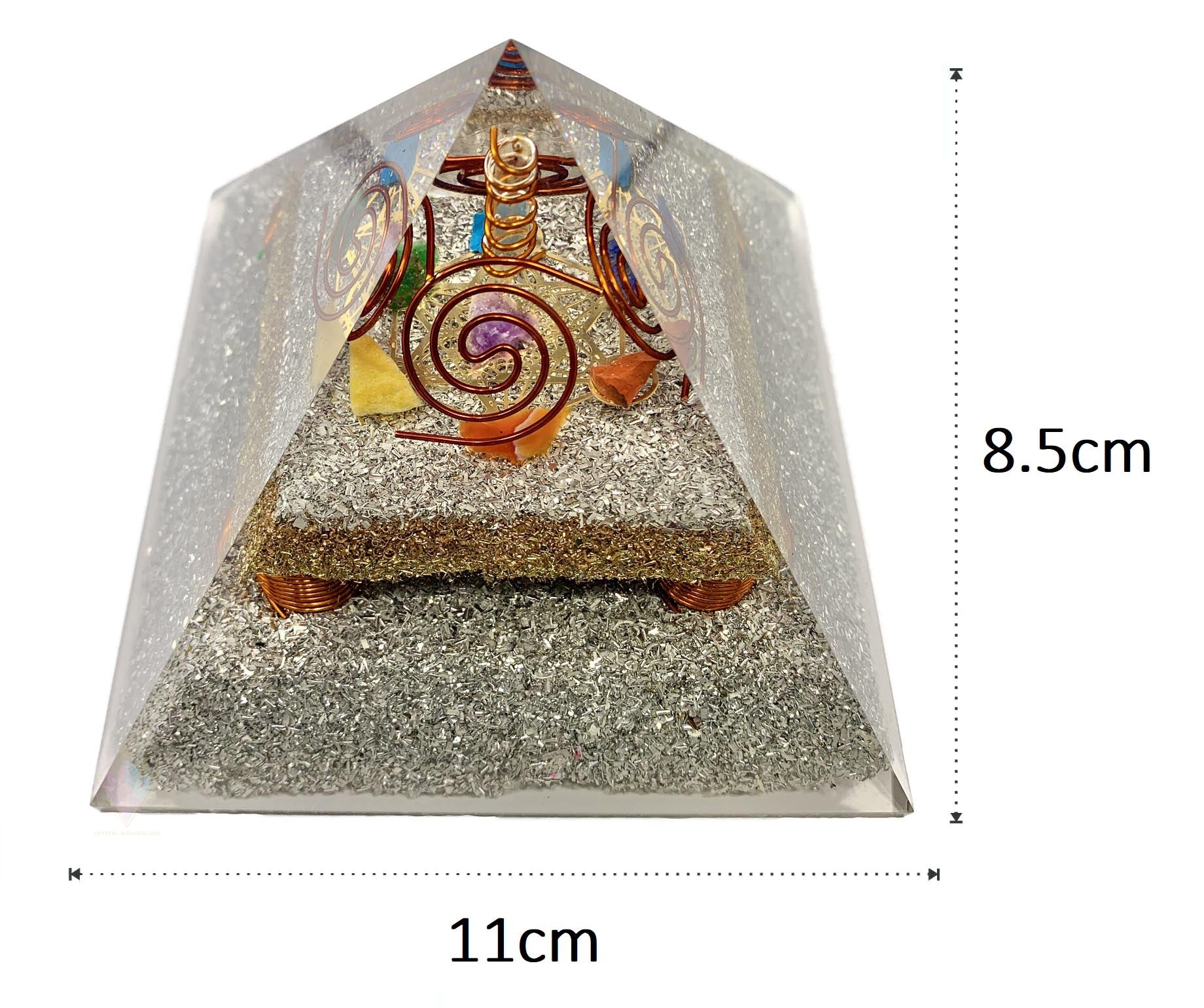 Metraton Chakra Grid Clear Quartz Point Generator Orgonite Pyramid