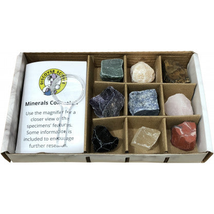 Minerals Collection Specimens and Magnifier