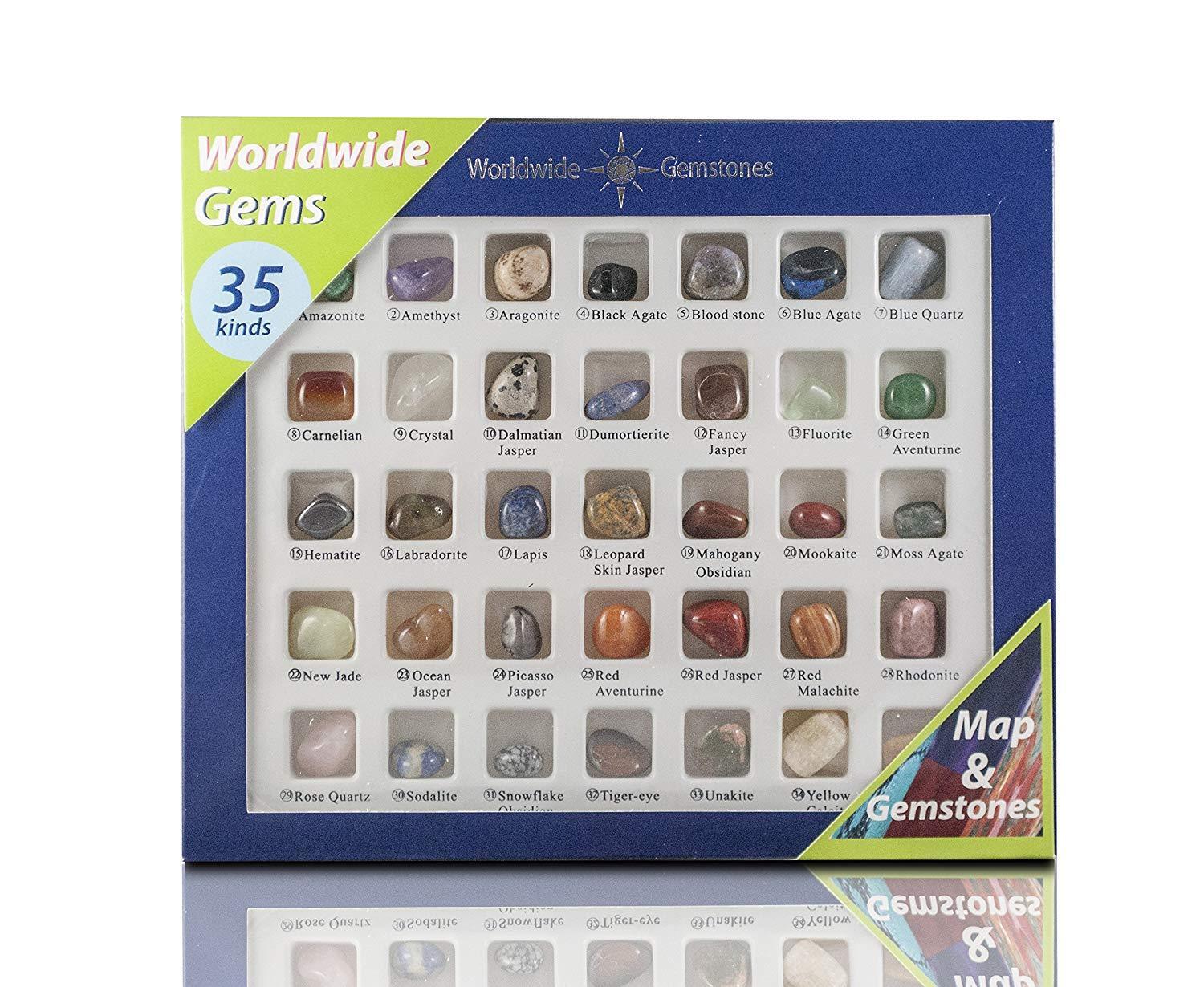 Mixed Crystals Gemstones Bulk Crystals 35 Stones Samples and Map
