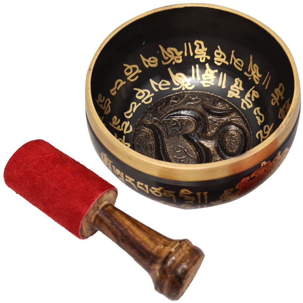 Singing Bowl Om Mantra Black 9cm