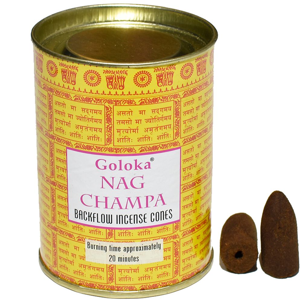 Nag Champa 24 Backflow Incense Cones Goloka
