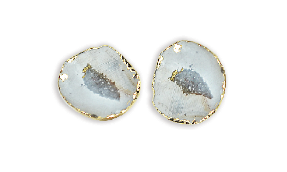 Natural Geode Earring Studs Gold
