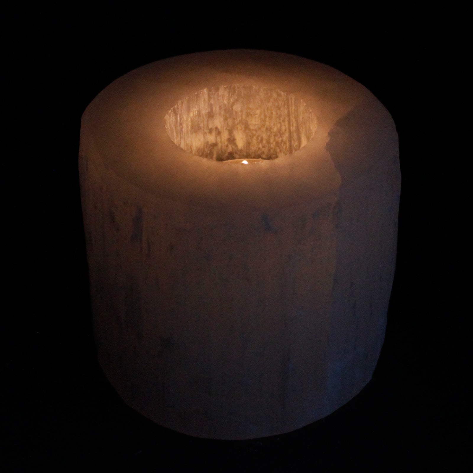 Round Selenite Tealight Candle Holder 10cm
