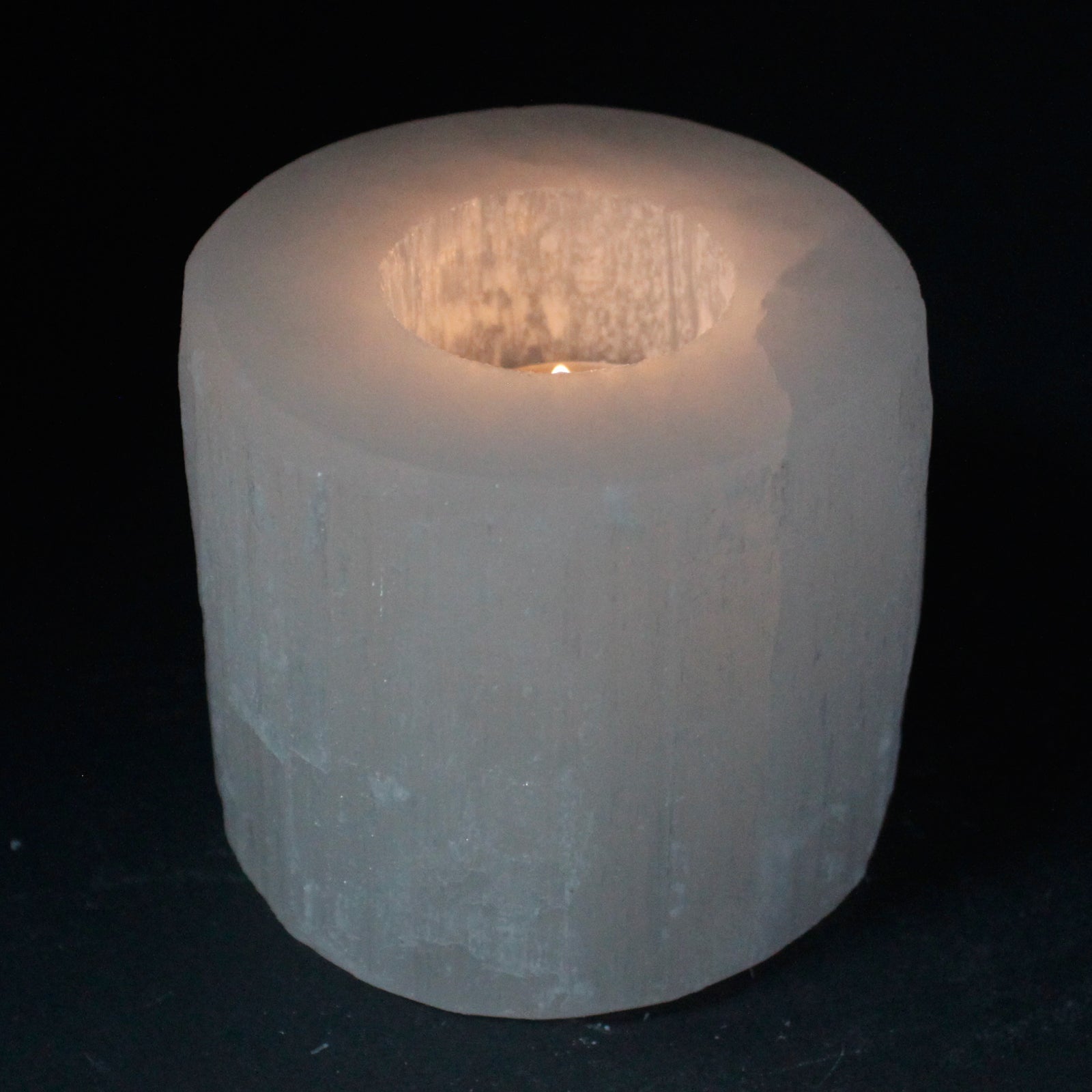 Round Selenite Tealight Candle Holder 10cm