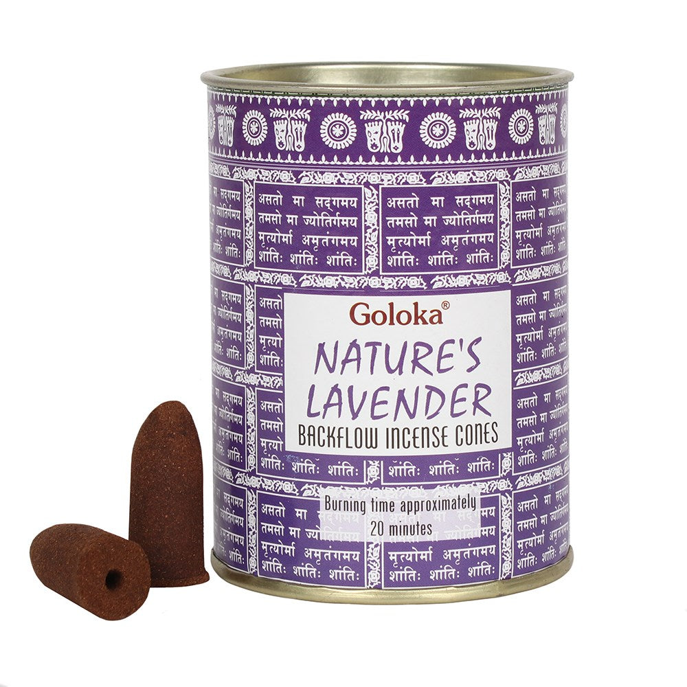 Nature's Lavender 24 Backflow Incense Cones Goloka