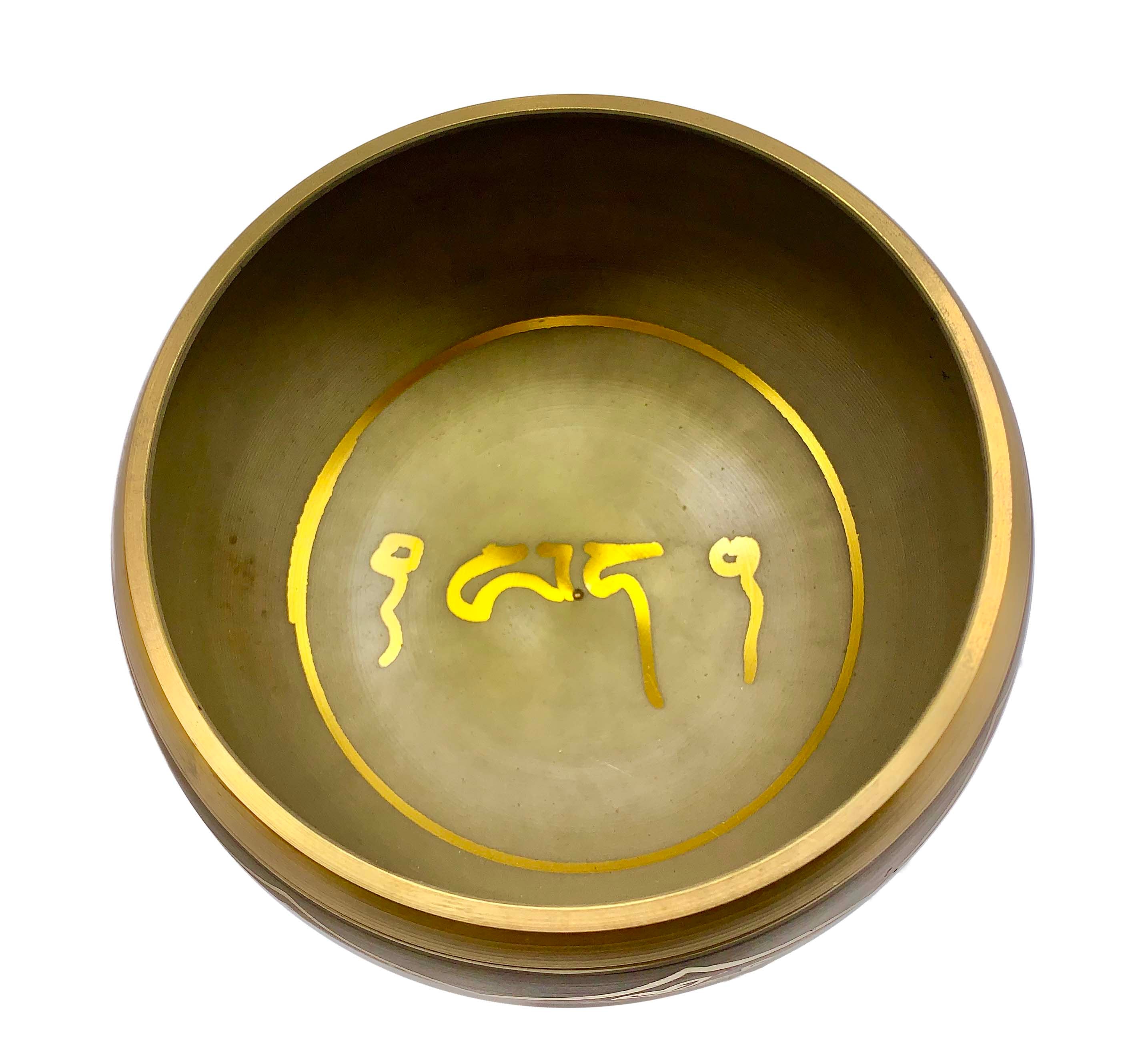 Tibetan Singing Bowl Hand Beaten Brass Sanskrit
