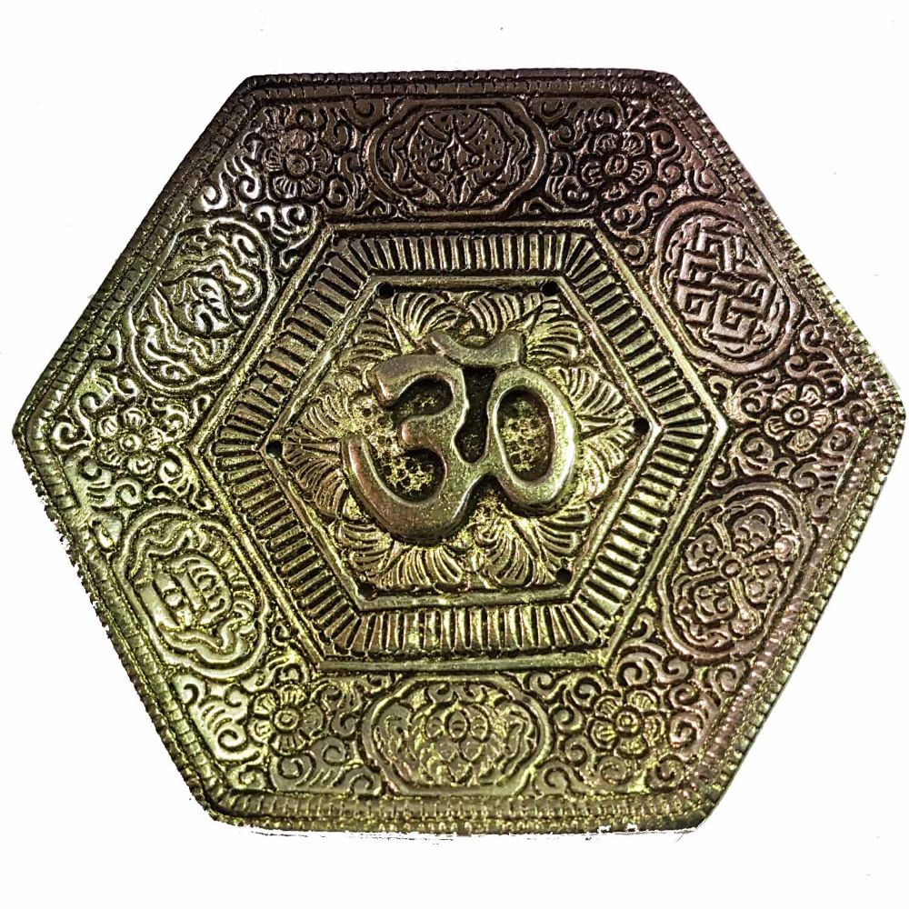 Om Incense Plate Aluminium Stick Incense Burner 10cm