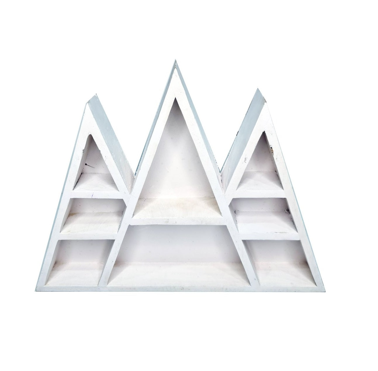 Pyramid Wooden Wall Panel Storage Crystal Rustic Home Decor - White