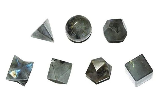 Labradorite Sacred Geometry Set Platonic Solid 7 Pieces