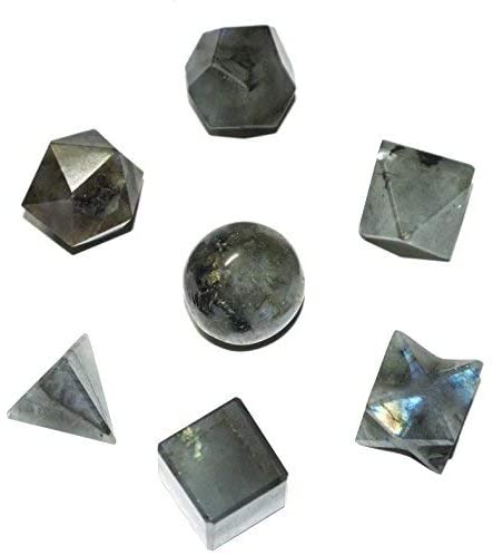 Labradorite Sacred Geometry Set Platonic Solid 7 Pieces