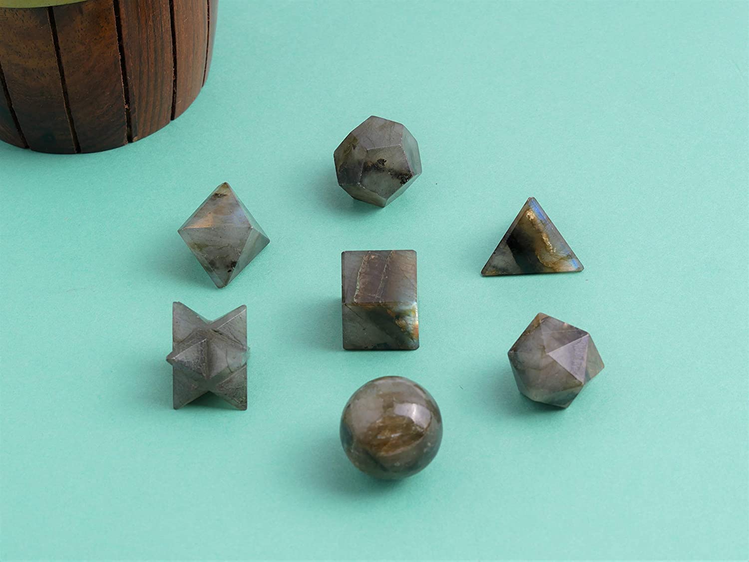 Labradorite Sacred Geometry Set Platonic Solid 7 Pieces