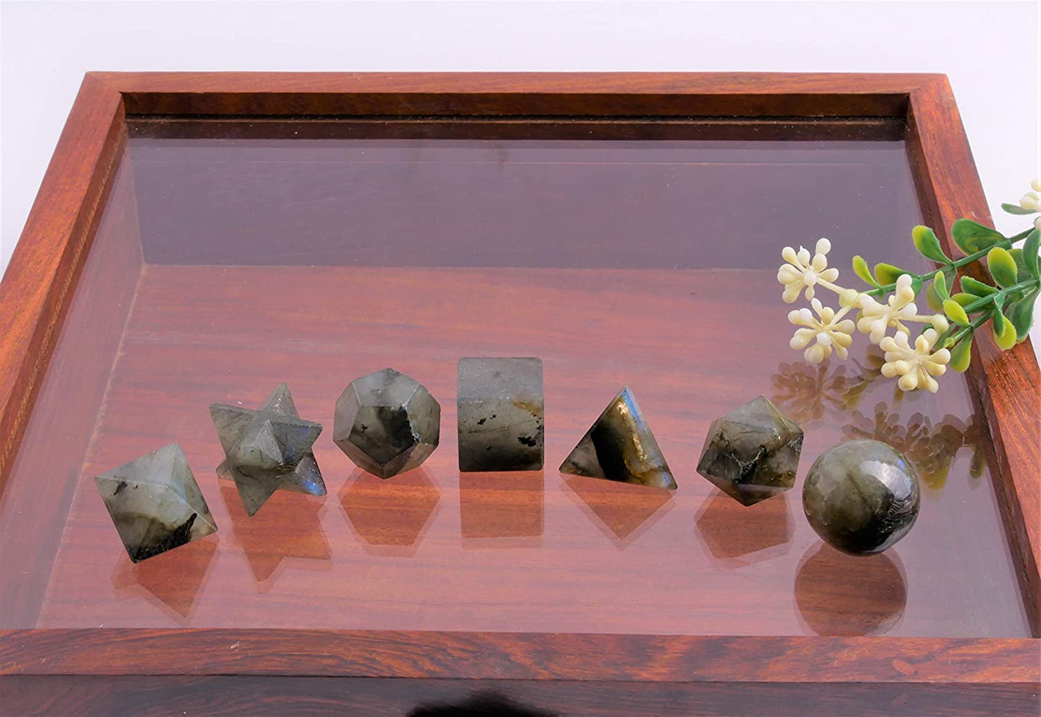 Labradorite Sacred Geometry Set Platonic Solid 7 Pieces