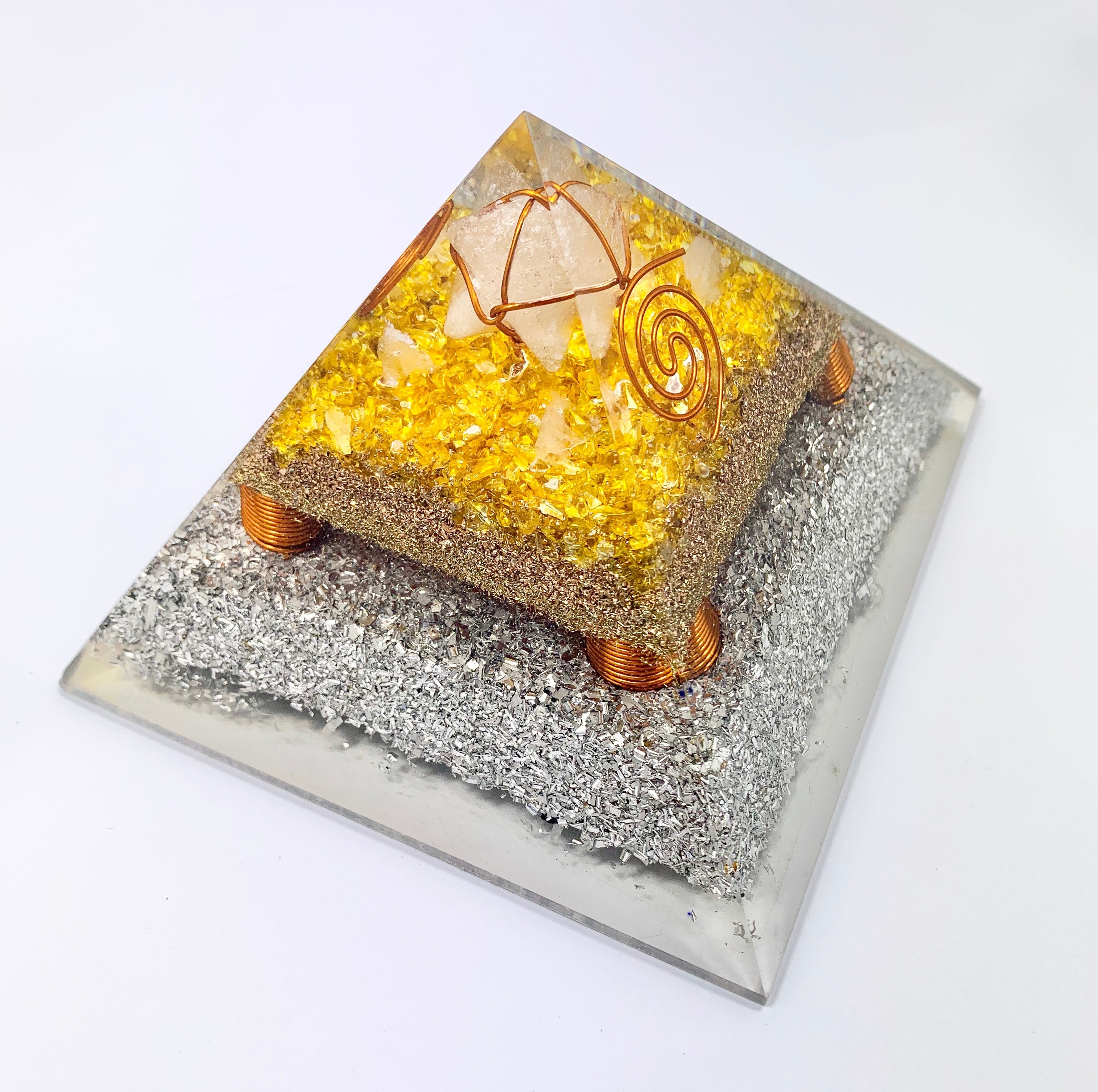 Prosperity and Abundance Citrine Orgonite Clear Quartz  Merkabha Pyramid