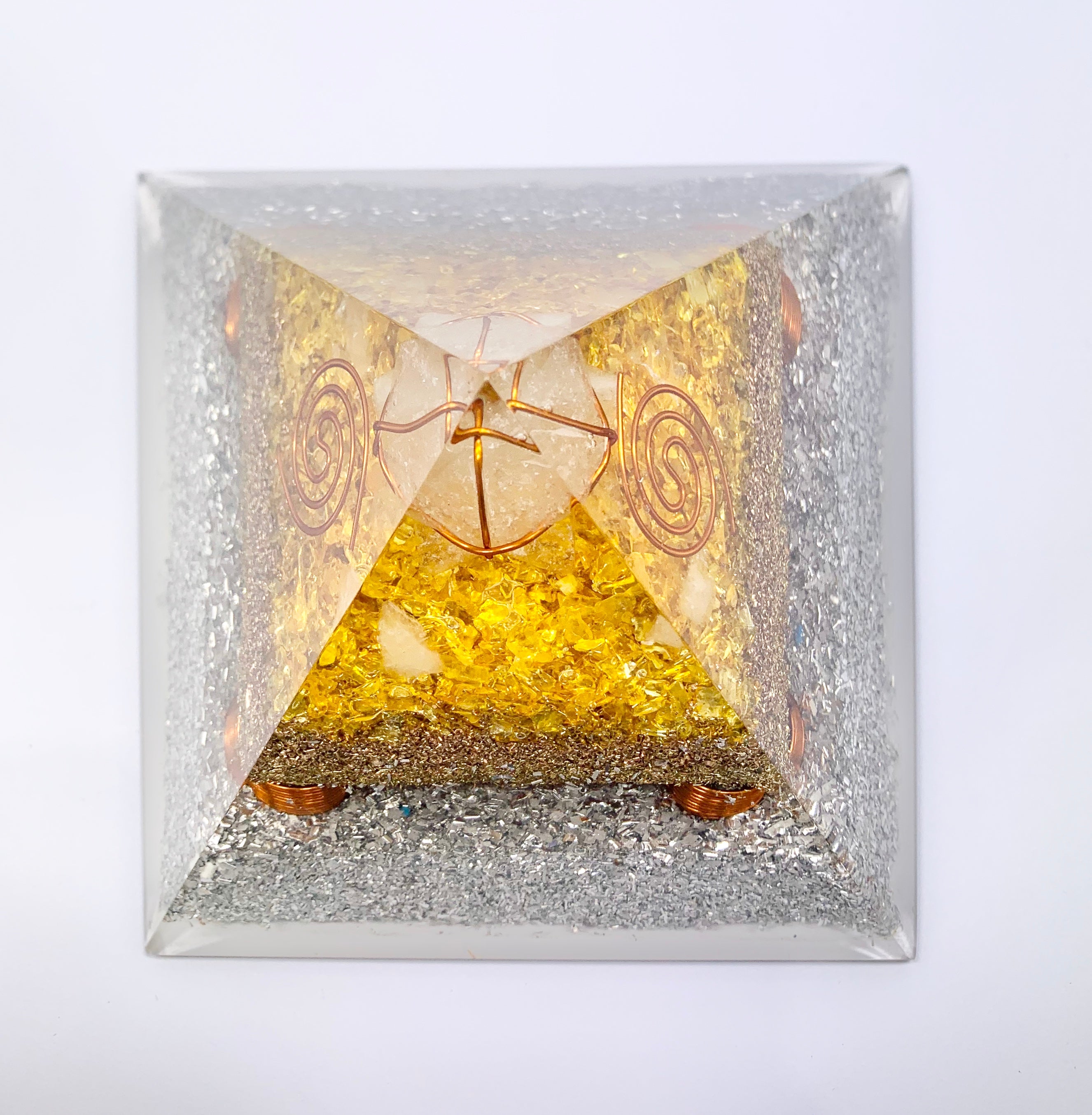 Prosperity and Abundance Citrine Orgonite Clear Quartz  Merkabha Pyramid
