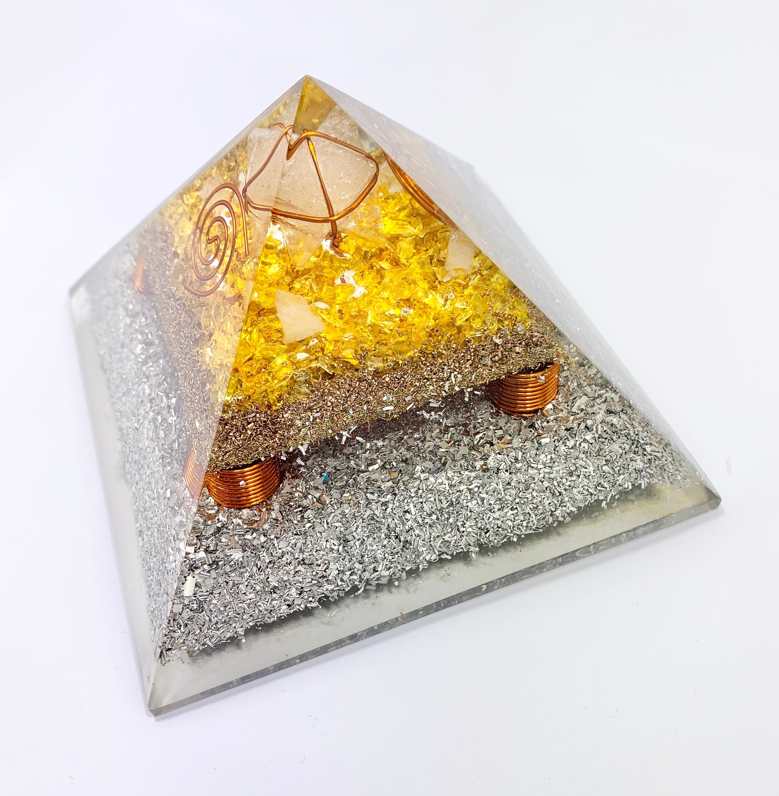 Prosperity and Abundance Citrine Orgonite Clear Quartz  Merkabha Pyramid