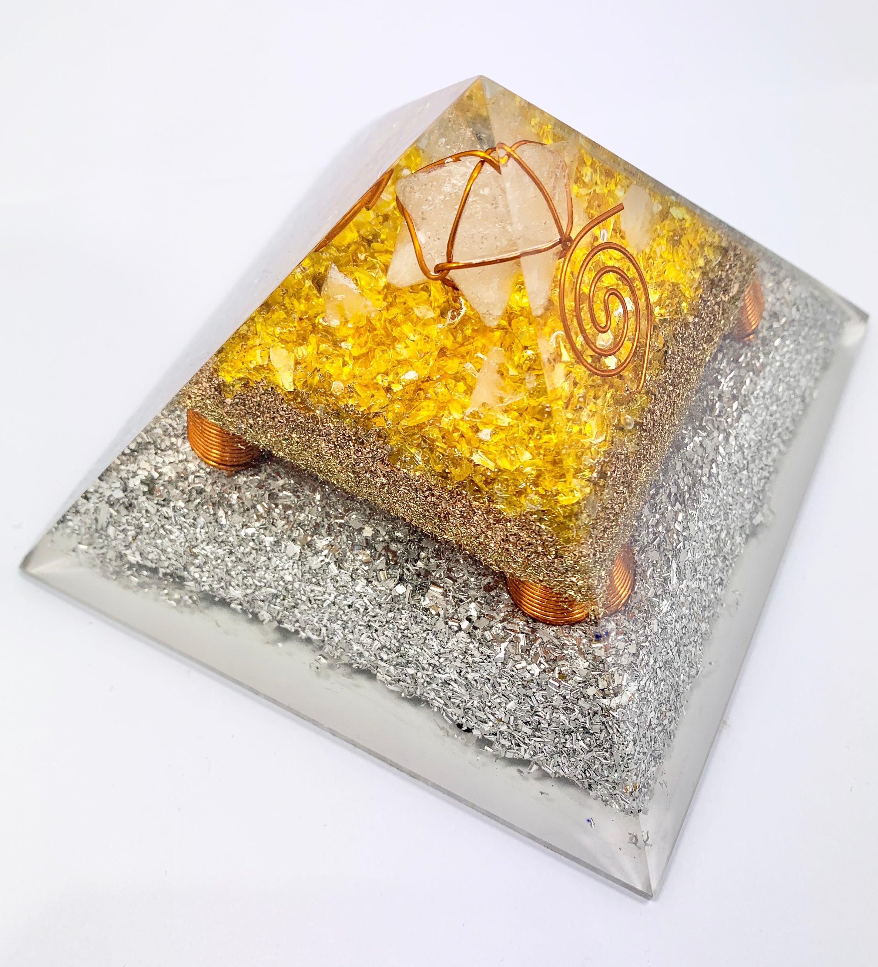 Prosperity and Abundance Citrine Orgonite Clear Quartz  Merkabha Pyramid