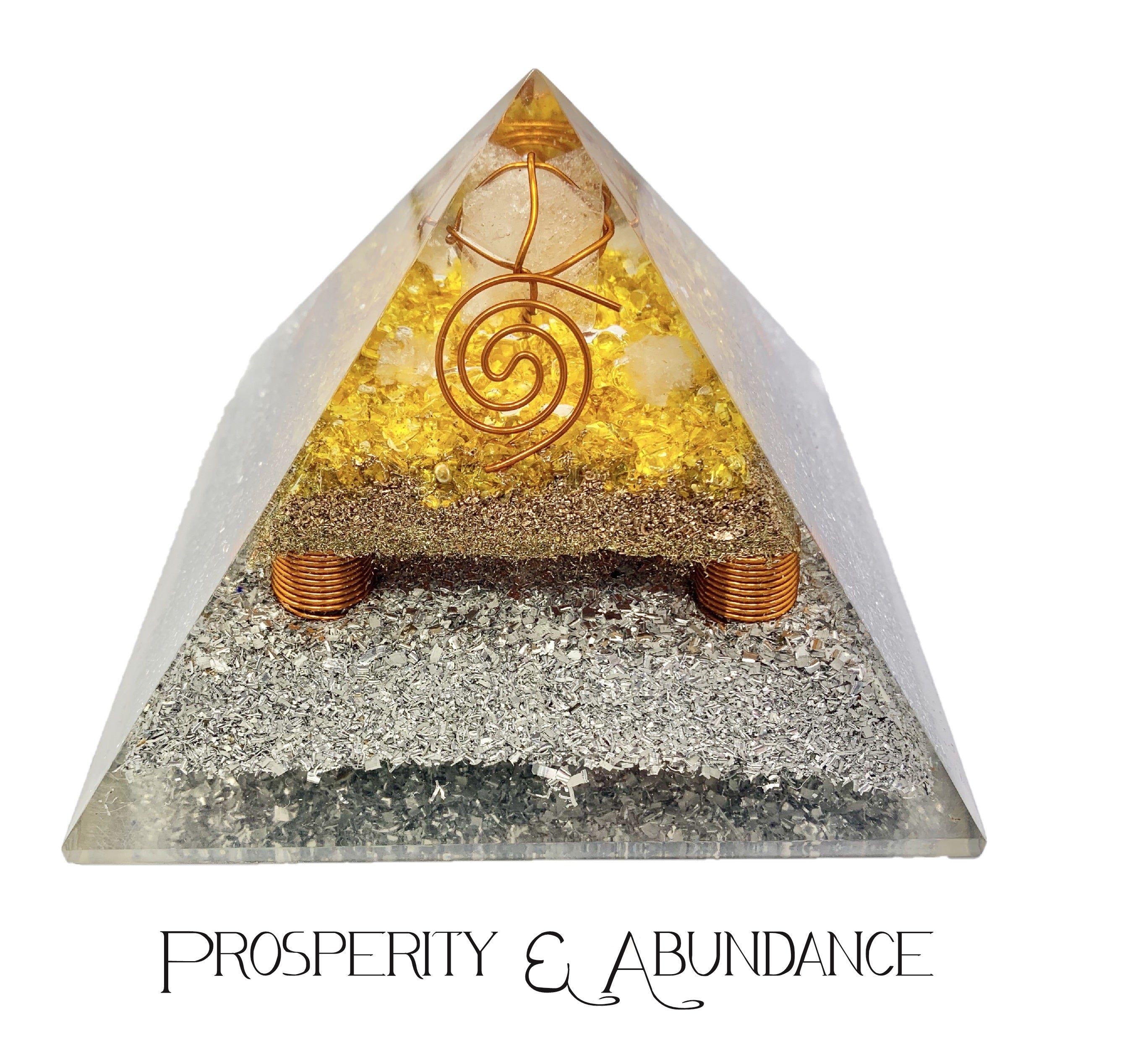Prosperity and Abundance Citrine Orgonite Clear Quartz  Merkabha Pyramid
