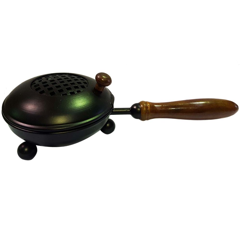 Resin Incense Burner - Black Iron with Wooden Handle