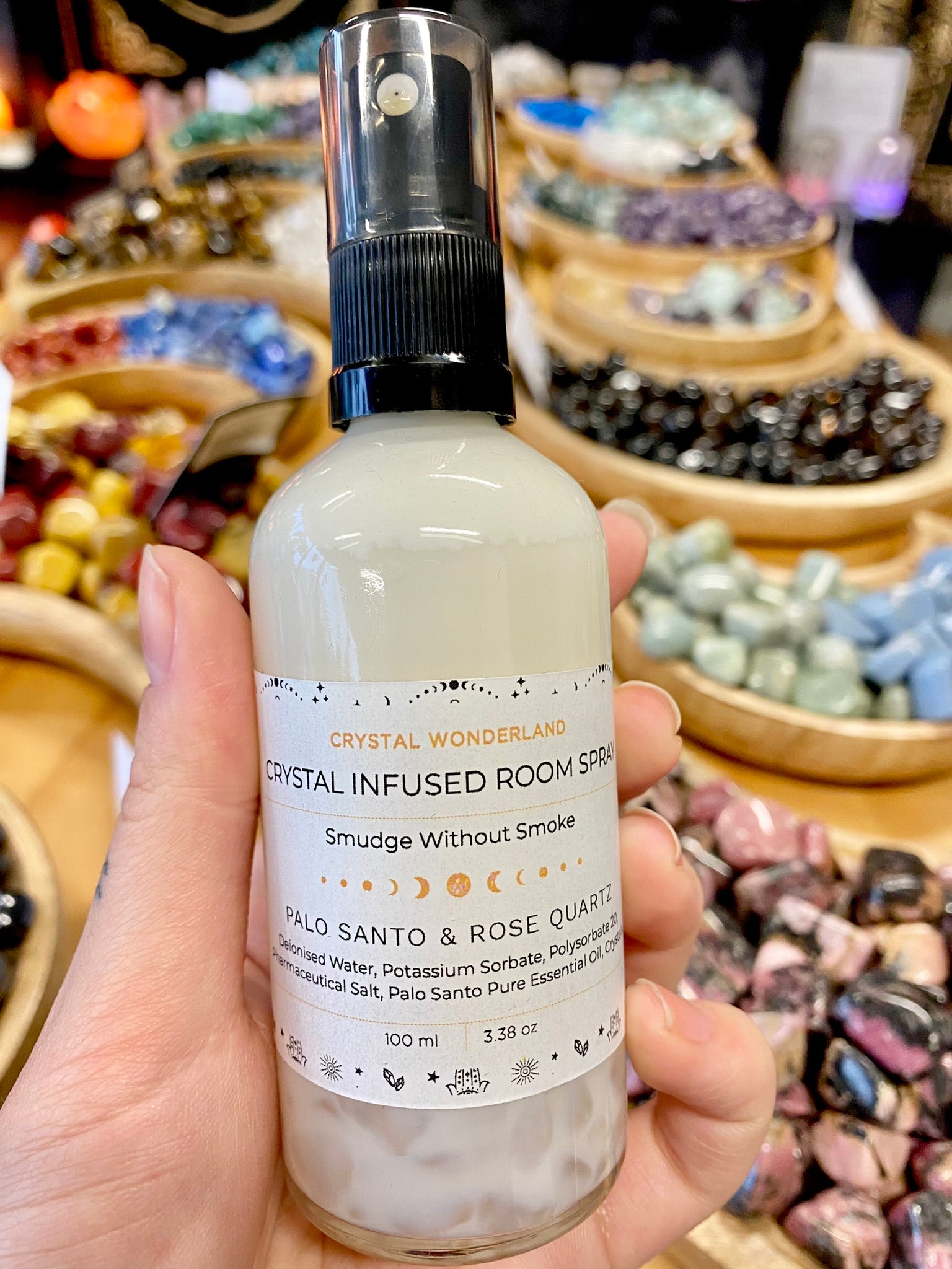 Crystal Wonderland Crystal Infused Room Aura Cleasing Spray - Palo Santo and Rose Quartz