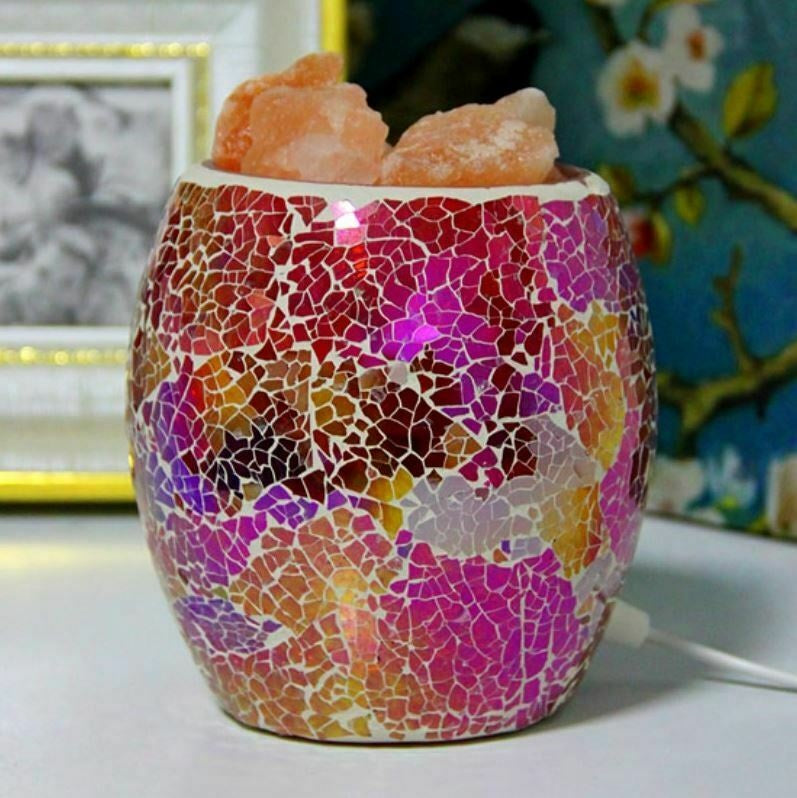 Rainbow Chip Mosaic Himalayan Salt Lamp Natural Chunky