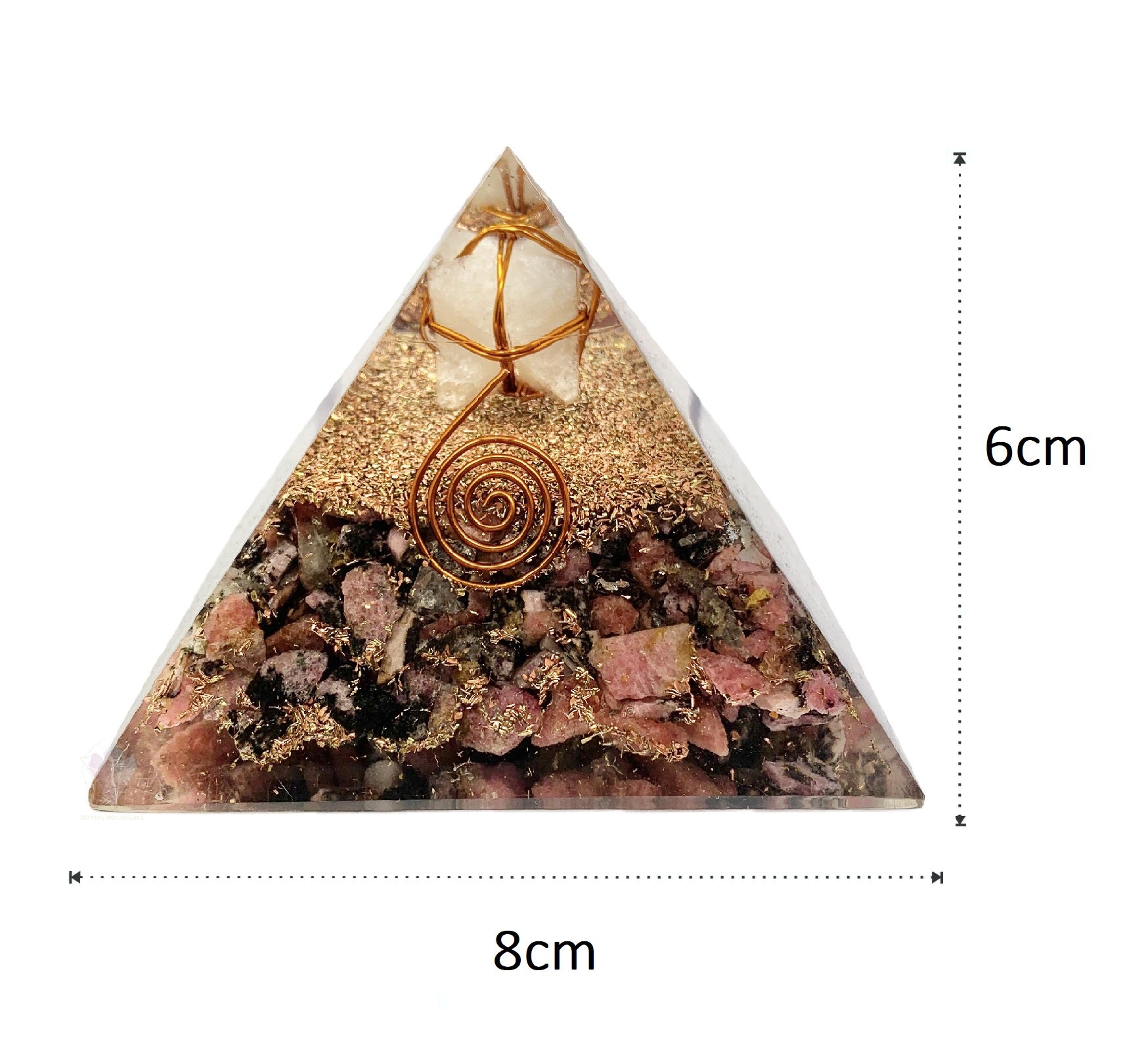Rhodonite Orgonite Clear Quartz Merkabah Pyramid