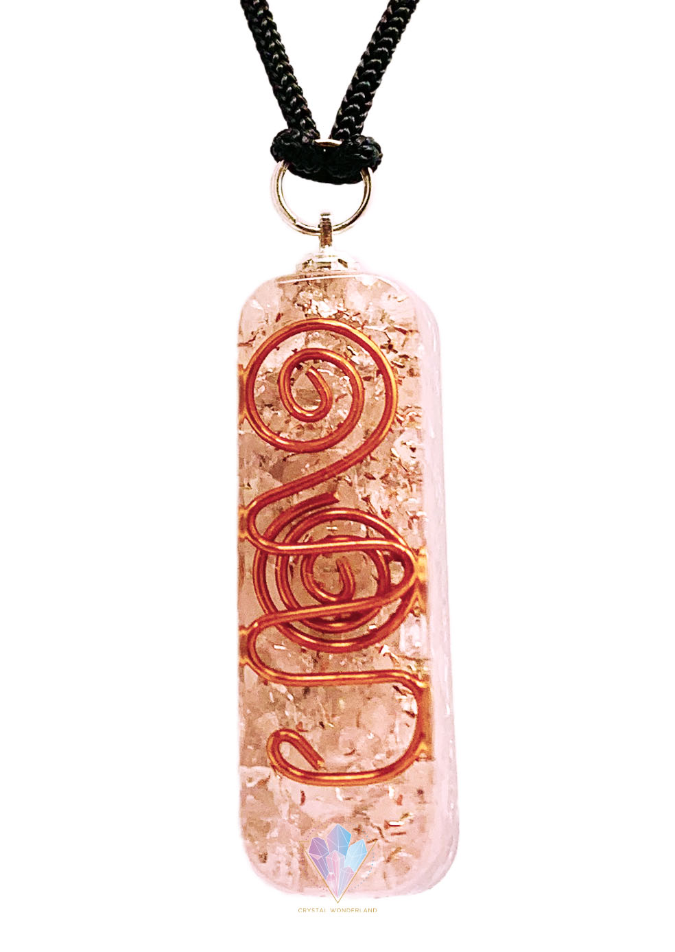 Rose Quartz Necklace Orgonite Pendant Adjustable Cord