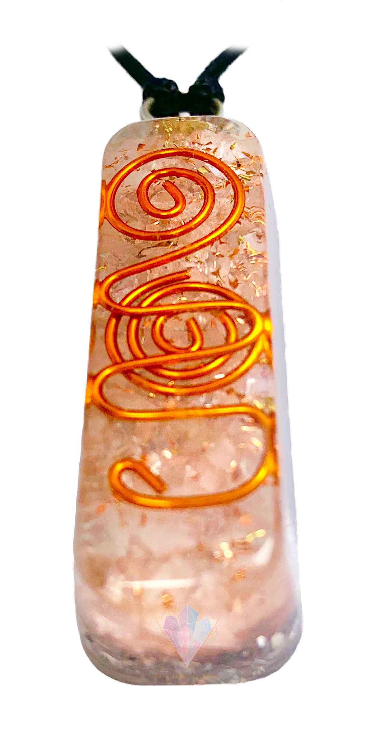 Rose Quartz Necklace Orgonite Pendant Adjustable Cord