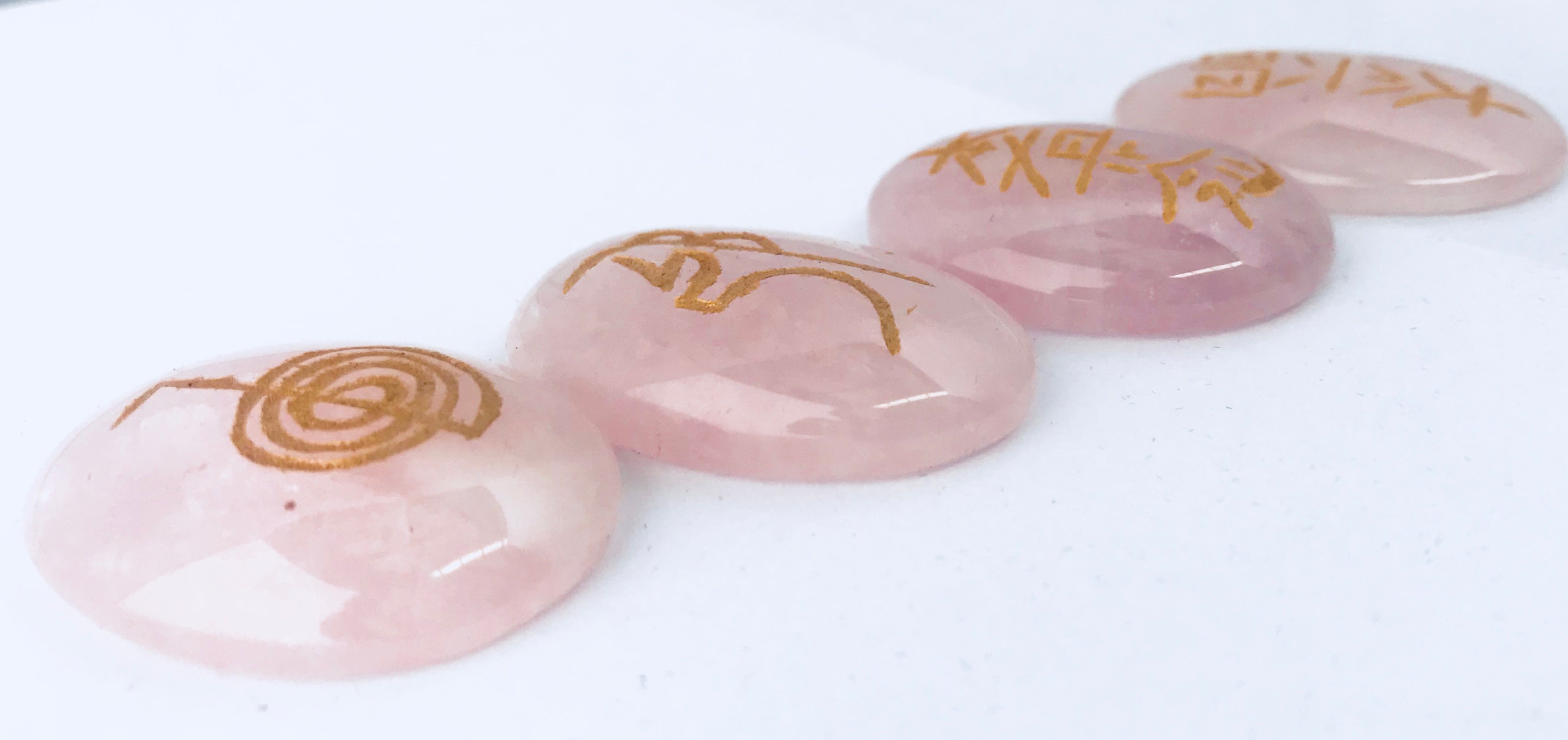 Reiki Master Symbols Set Rose Quartz Crystal 4 Stones