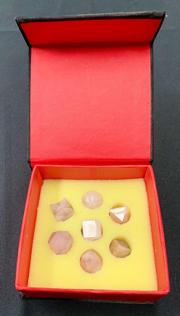 Rose Quartz Sacred Geometry Set Platonic Solid 7 Pieces
