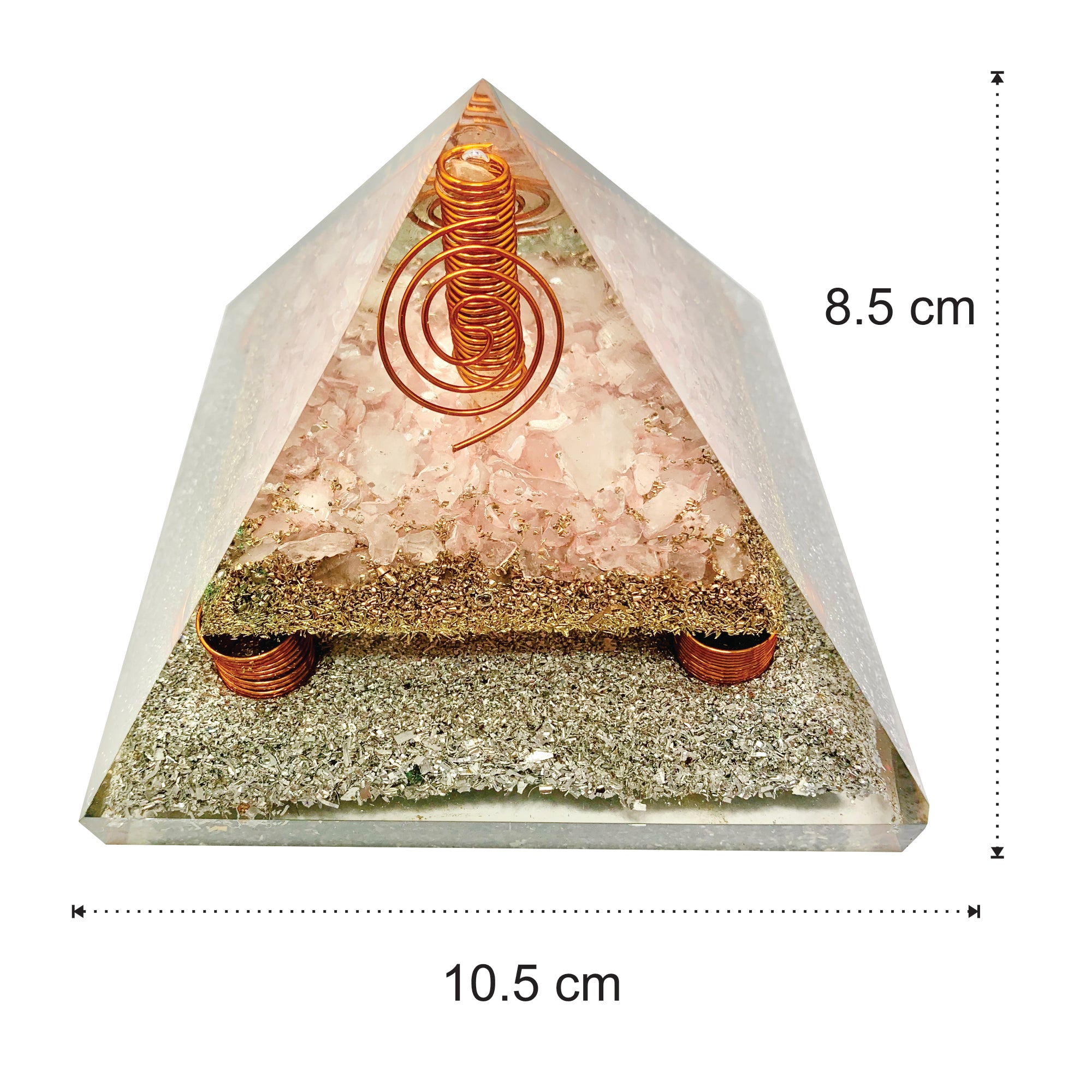 Rose Quartz Clear Quartz Point Generator Orgonite Pyramid