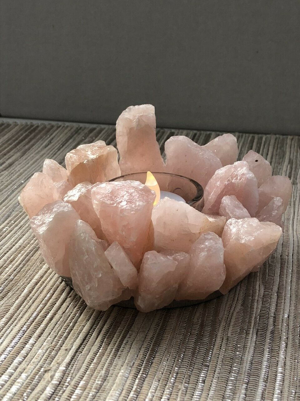 Rose Quartz Candle Holder Tea Light