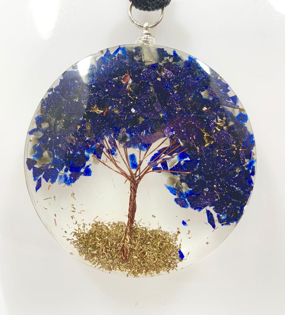 Blue Sandstone Tree of Life Pendant Round