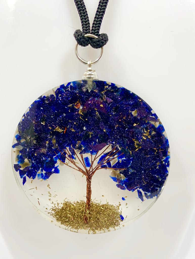 Blue Sandstone Tree of Life Pendant Round