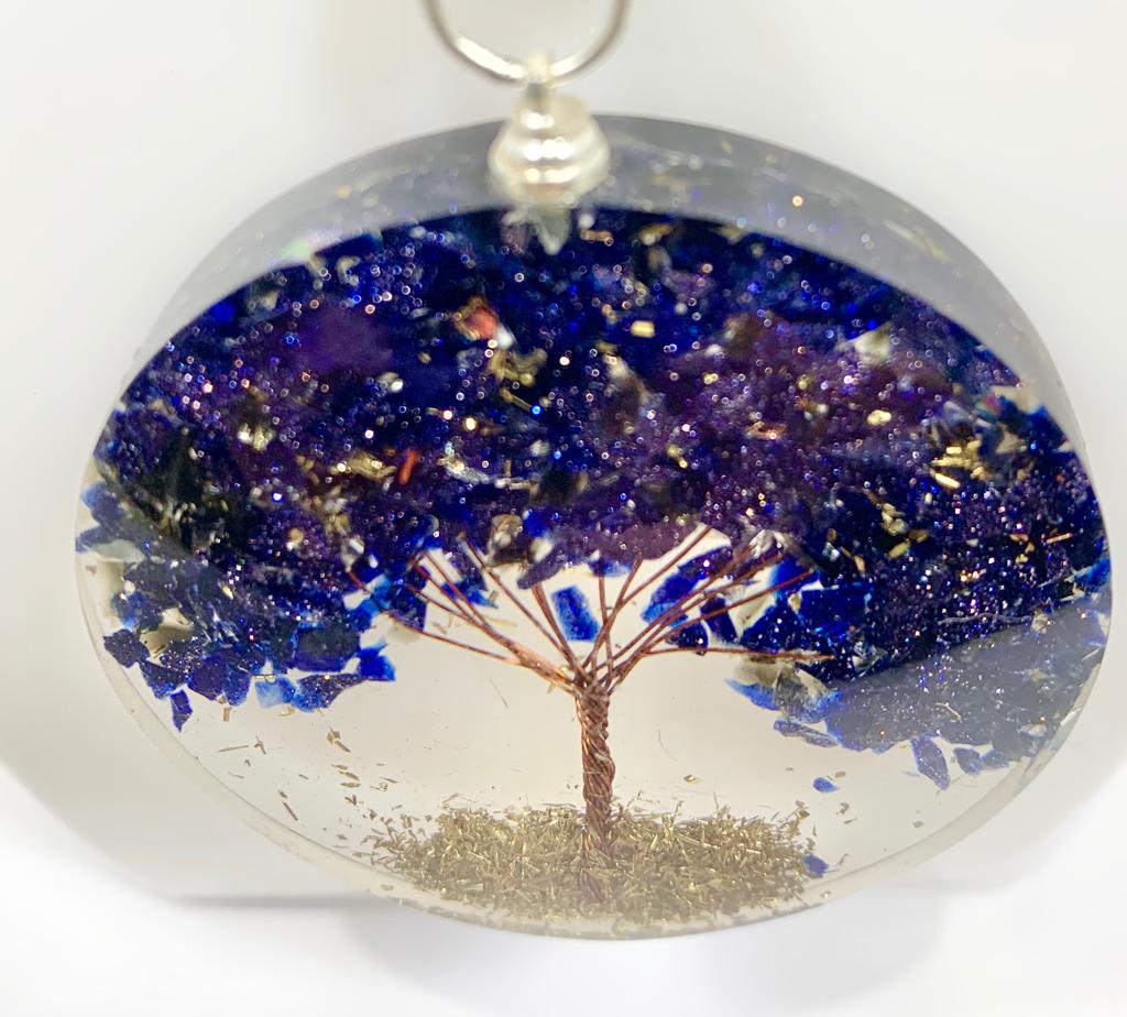 Blue Sandstone Tree of Life Pendant Round