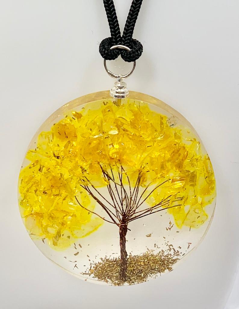 Citrine Tree of Life Pendant Round