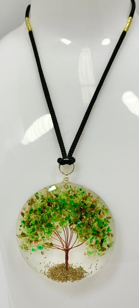Green Aventurine Tree of Life Pendant Round