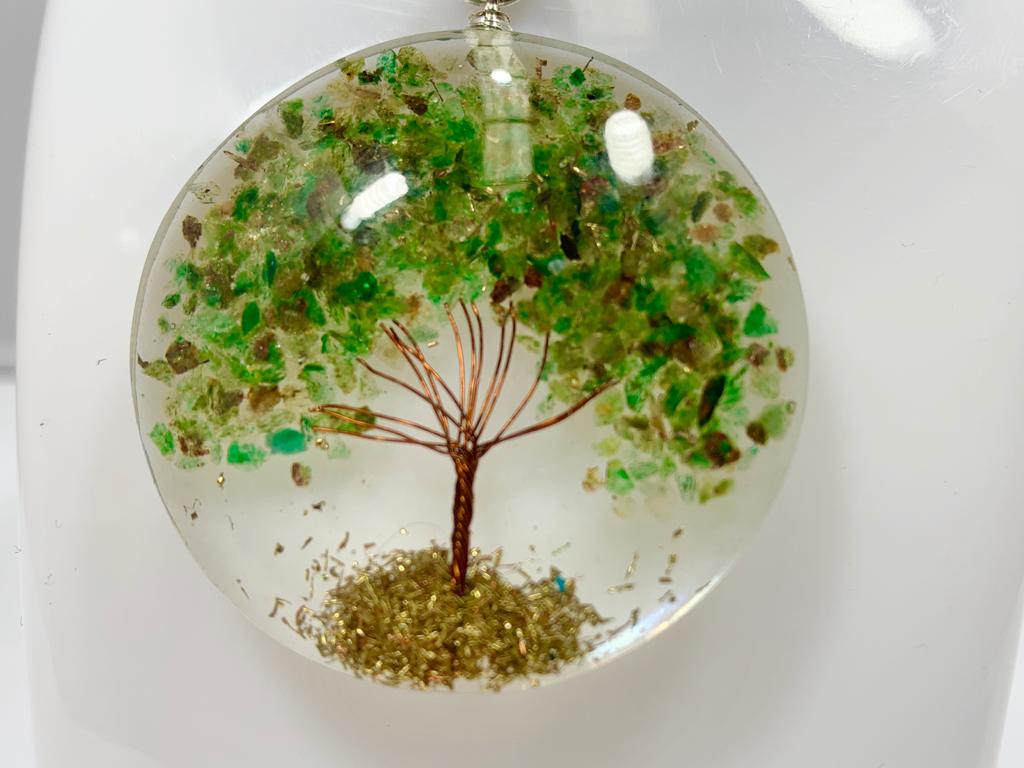 Green Aventurine Tree of Life Pendant Round