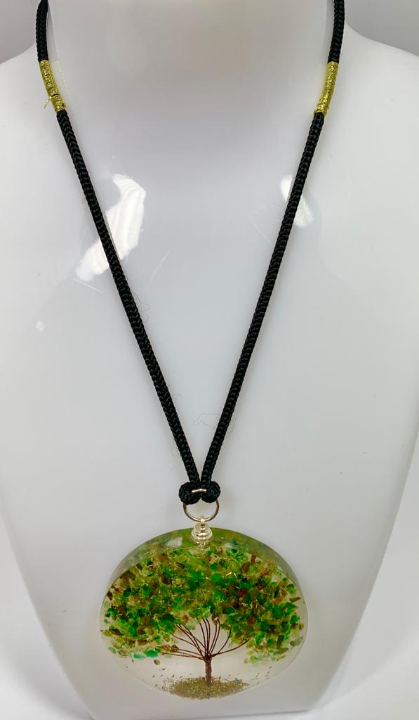 Green Aventurine Tree of Life Pendant Round