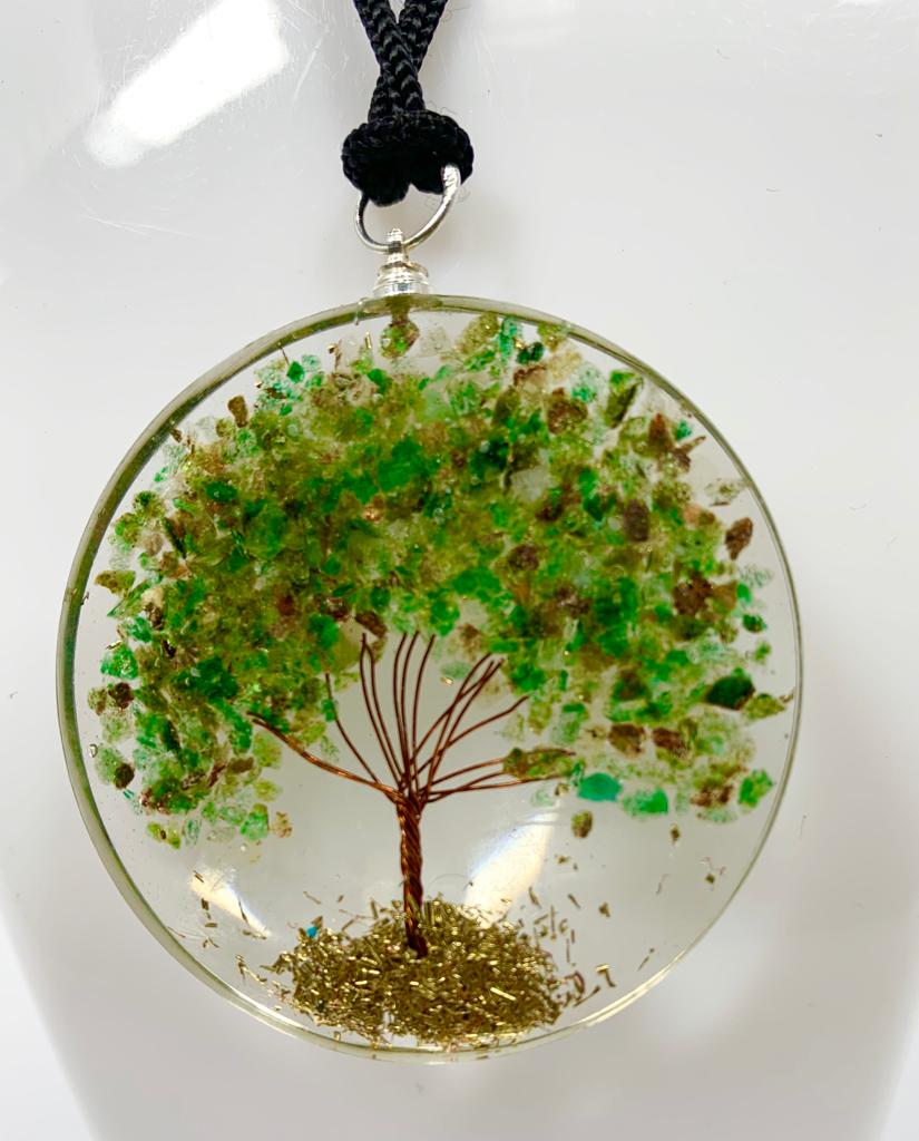 Green Aventurine Tree of Life Pendant Round