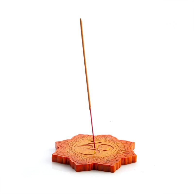 Orange Om Flat Incense Burner Spiritual Cone Stick Holder