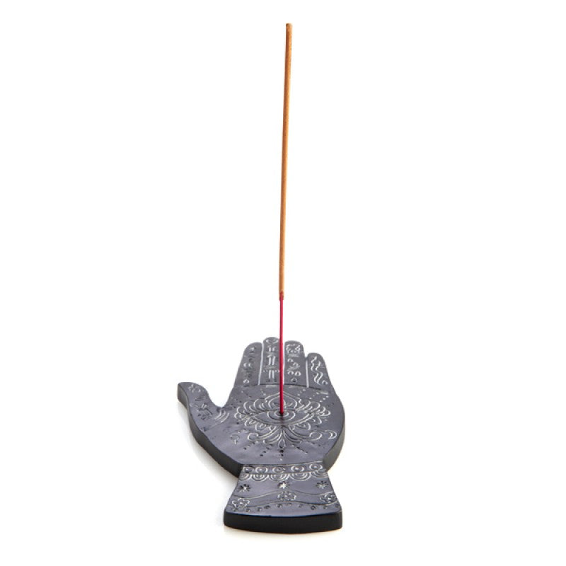 Black Hand White Carved Palmistry Incense Stick Burner Holder