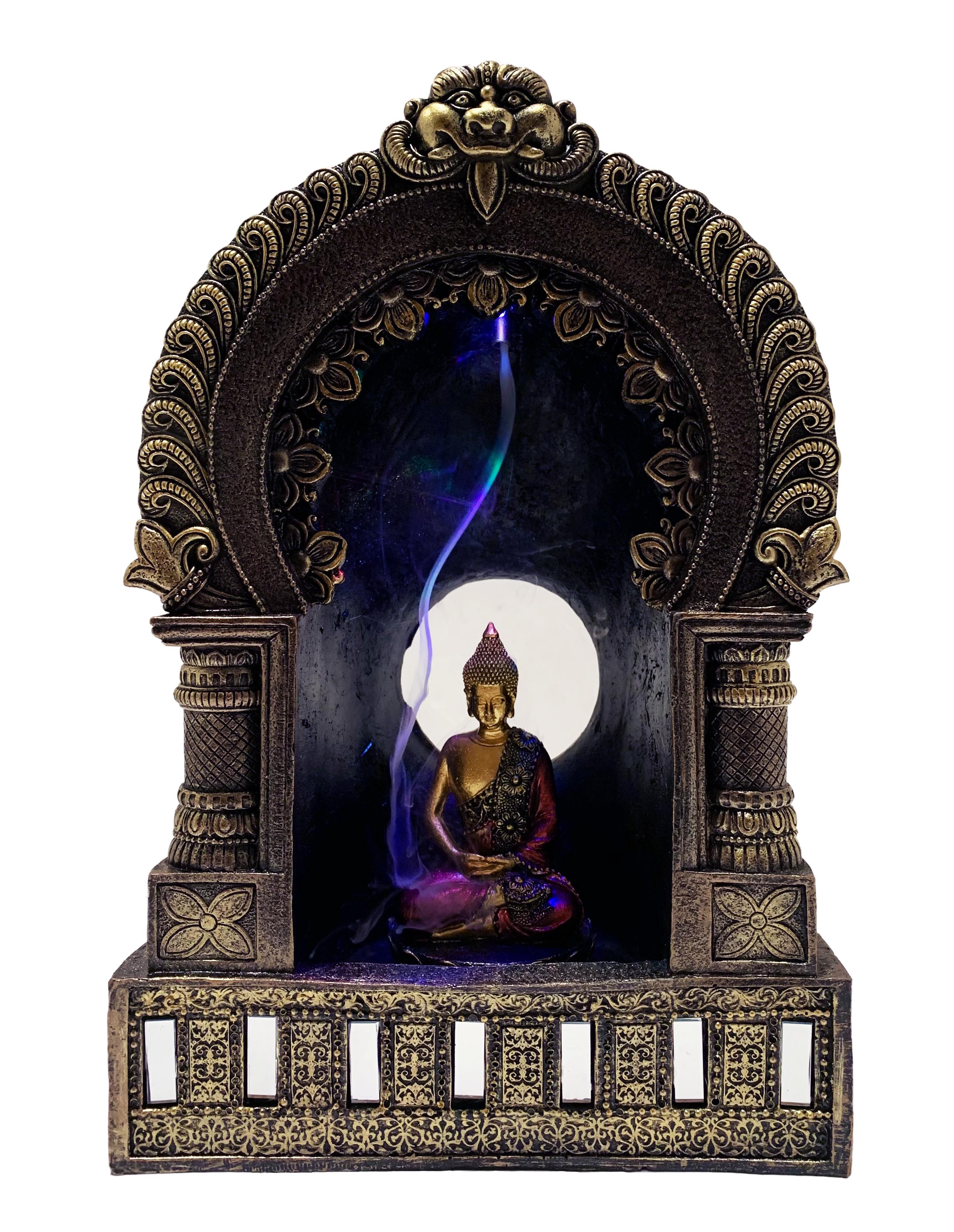 Buddha's Cave Backflow Cone Incense Burner with LED Light