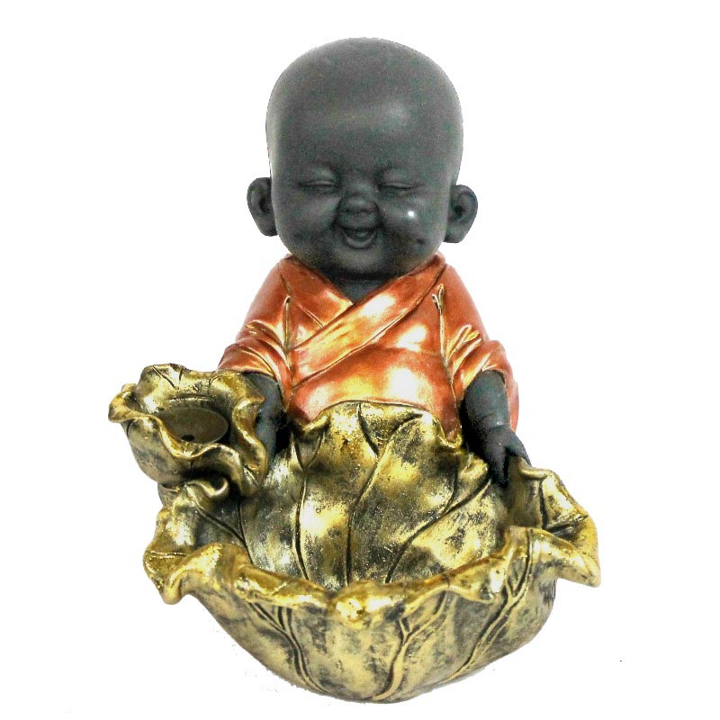 Smiley Baby Monk Backflow Cone Incense Burner