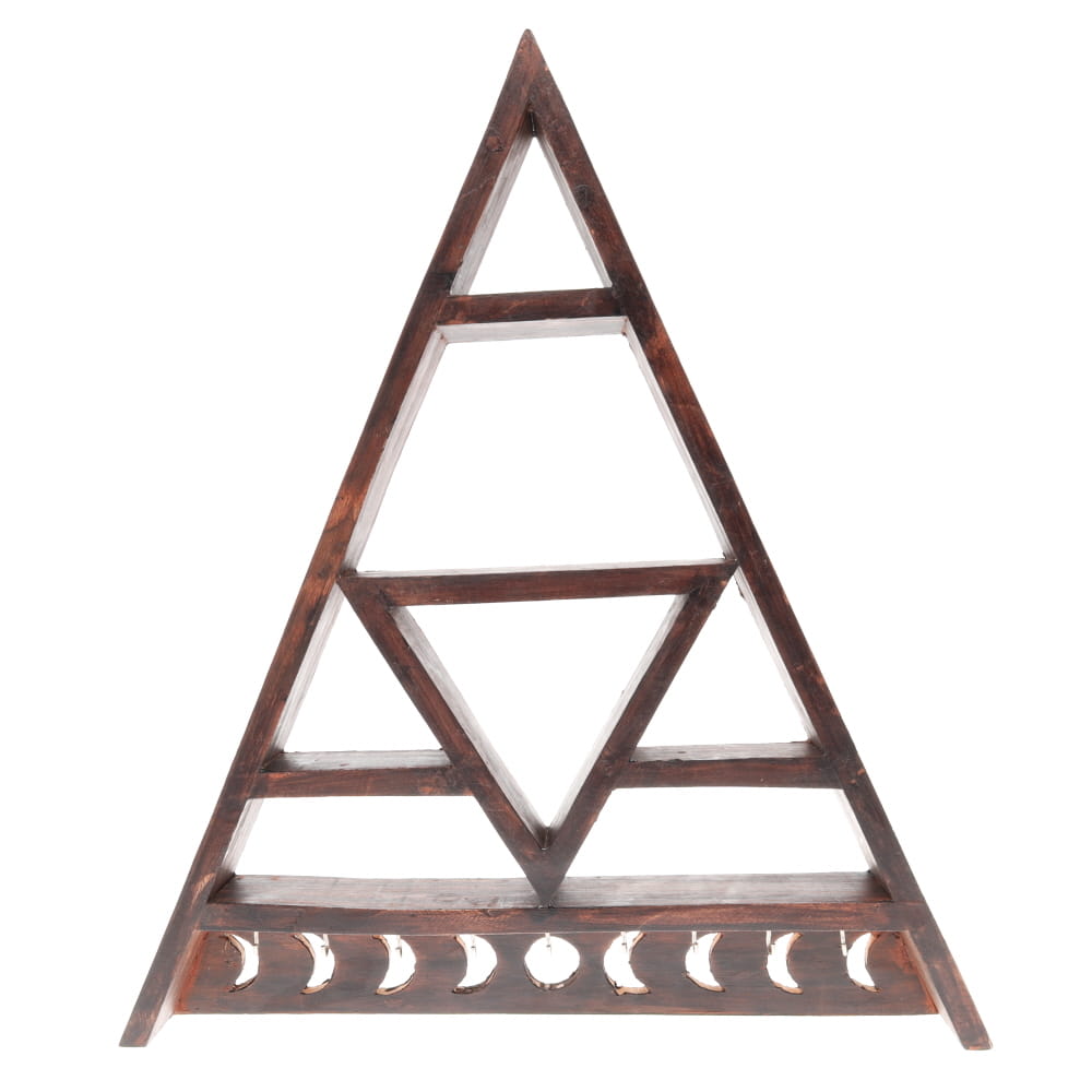 Triangle Phases of Moon Wooden Wall Panel Shelf Storage 50x45cm